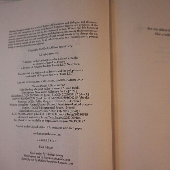 Finding Margaret Fuller A Novel By Allison Pataki 2004 Hardcover First Edition - Picture 4 of 7